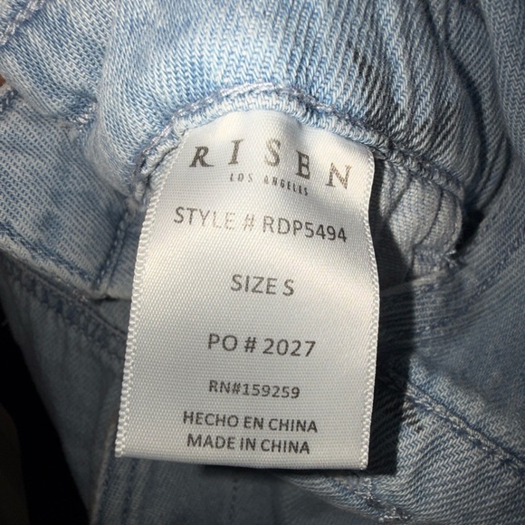 Risen Jeans Womens Overalls Denim Stars Light Wash Blue Size Small - Picture 7 of 7